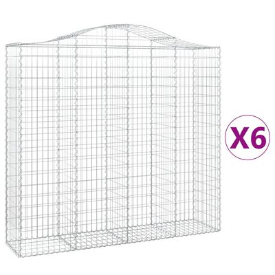 vidaXL 6 db íves horganyzott vas gabion kosár 200x50x180/200 cm