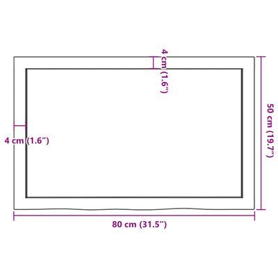 vidaXL világosbarna kezelt tömör tölgyfa asztallap 80x50x(2-4) cm