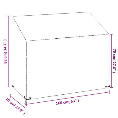 vidaXL polietilén kerti pad huzat 8 fűzőlyukkal 160x70x70/88 cm