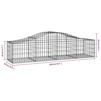 vidaXL 8 db íves horganyzott vas gabion kosár 200x50x40/60 cm