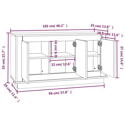 vidaXL sonoma tölgy színű szerelt fa tálalóasztal 102x35x55 cm