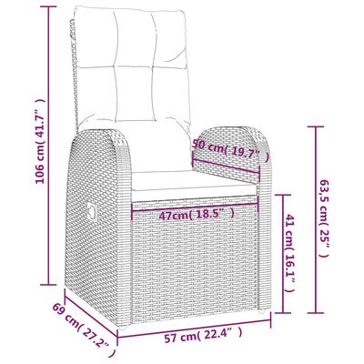 vidaXL 9 részes fekete polyrattan kerti étkezőgarnitúra párnákkal