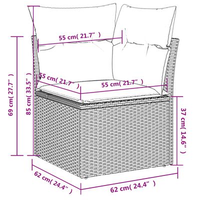 vidaXL 13 részes szürke polyrattan kerti ülőgarnitúra párnákkal