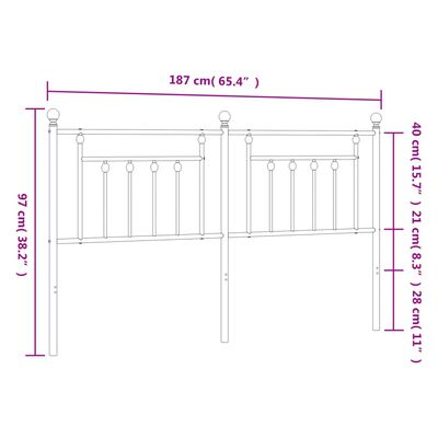 vidaXL fehér fém fejtámla 180 cm