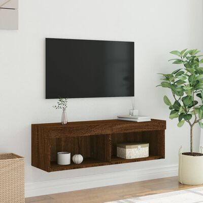 vidaXL barna tölgy színű TV-szekrény LED-világítással 100 x 30 x 30 cm