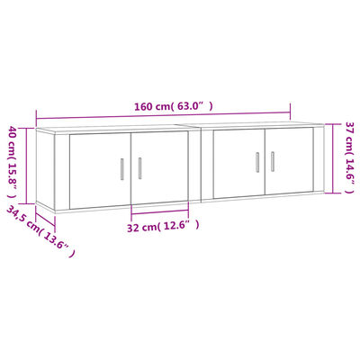 vidaXL 2 db barna tölgy színű fali TV-szekrény 80 x 34,5 x 40cm