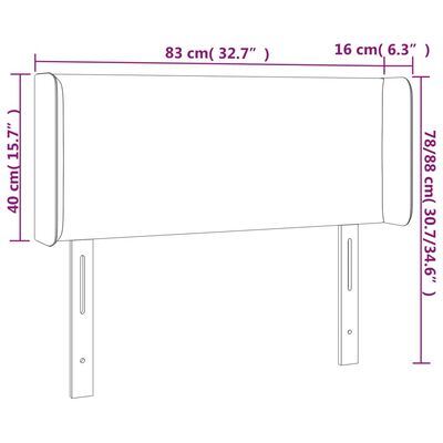 vidaXL fekete műbőr szárnyas fejtámla 83x16x78/88 cm