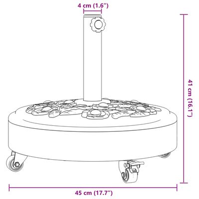 vidaXL görgős kerek napernyőtalp rúdhoz Ø38 / 48 mm 27 kg