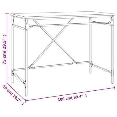 vidaXL szürke sonoma színű szerelt fa íróasztal 100x50x75 cm