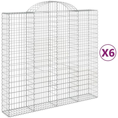 vidaXL 6 db íves horganyzott vas gabion kosár 200x50x180/200 cm