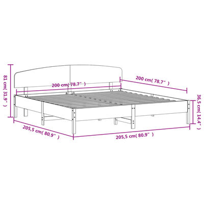 vidaXL tömör fenyőfa ágy matrac nélkül 200 x 200 cm