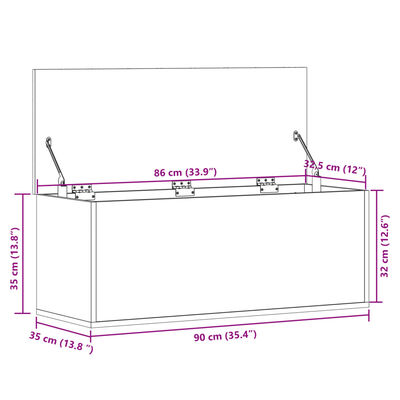 vidaXL fekete szerelt fa tárolóláda 90 x 35 x 35 cm