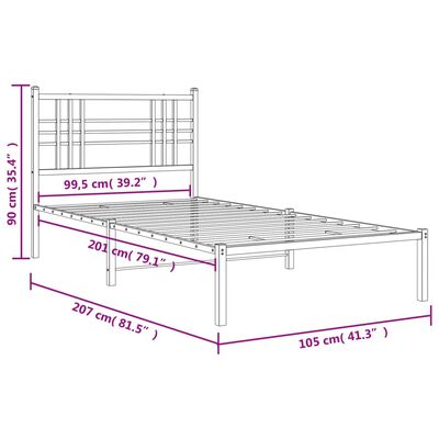 vidaXL fehér fém ágykeret fejtámlával 100x200 cm