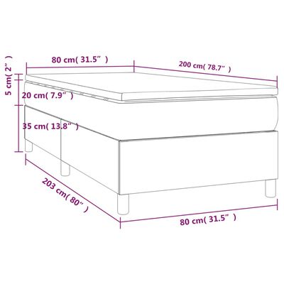 vidaXL sötétszürke szövet rugós ágy matraccal 80 x 200 cm