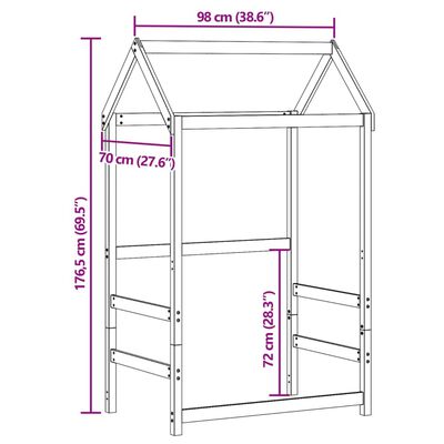 vidaXL tömör fenyőfa gyerekágytető 98 x 70 x 176,5 cm