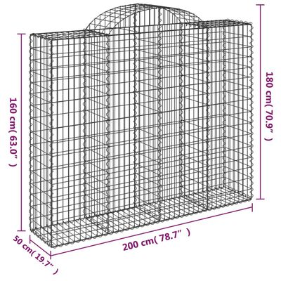 vidaXL 6 db íves horganyzott vas gabion kosár 200x50x160/180 cm