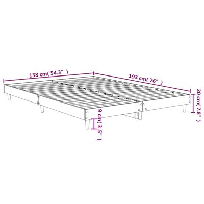 vidaXL fekete szerelt fa ágykeret 135 x 190 cm