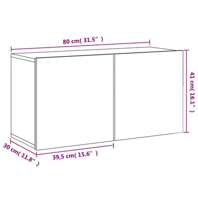 vidaXL sonoma tölgy színű falra szerelhető TV-szekrény 80 x 30 x 41 cm