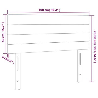 vidaXL sötétszürke bársony fejtámla 100x5x78/88 cm