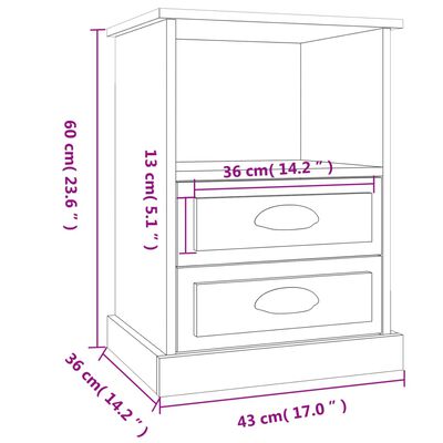 vidaXL 2 db fekete éjjeliszekrény 43 x 36 x 60 cm