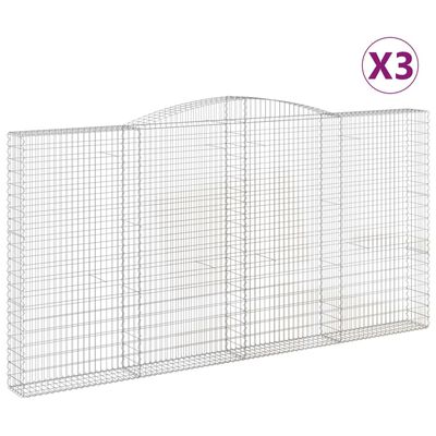 vidaXL 3 db íves horganyzott vas gabion kosár 400x30x200/220 cm