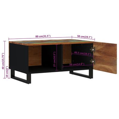 vidaXL tömör újrahasznosított és szerelt fa dohányzóasztal 80x50x40 cm