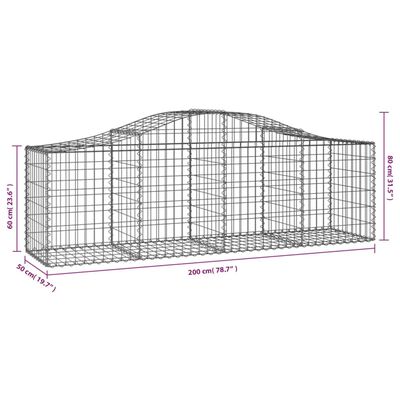 vidaXL íves horganyzott vas gabion kosár 200x50x60/80 cm