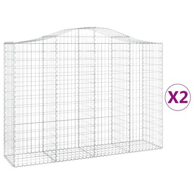 vidaXL 2 db íves horganyzott vas gabion kosár 200x50x140/160 cm