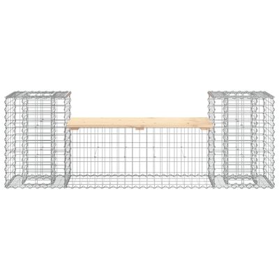 vidaXL tömör fenyőfa gabion kerti pad 183x41x60,5 cm