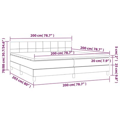 vidaXL sötétzöld bársony rugós és LED-es ágy matraccal 200x200 cm