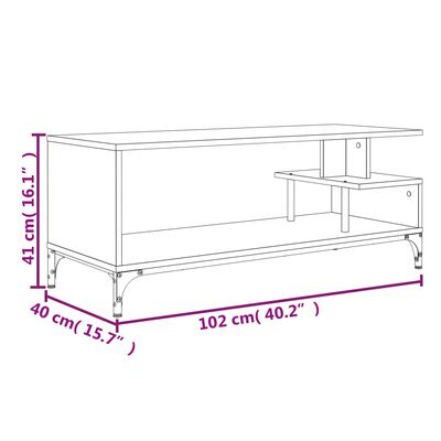 vidaXL fekete szerelt fa/porszórt acél TV-szekrény 102 x 40 x 41 cm