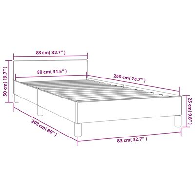 vidaXL fekete műbőr ágykeret fejtámlával 80 x 200 cm