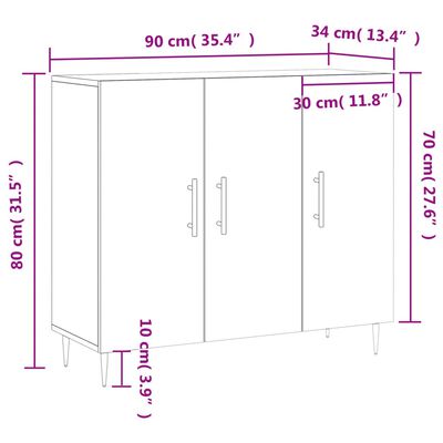 vidaXL betonszürke szerelt fa tálalószekrény 90 x 34 x 80 cm