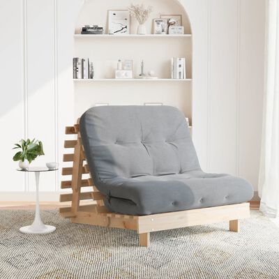 vidaXL tömör fenyőfa futon kanapéágy matraccal 100 x 206 x 11 cm