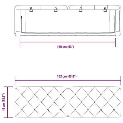 vidaXL kék bársony fejtámla párna 160 cm