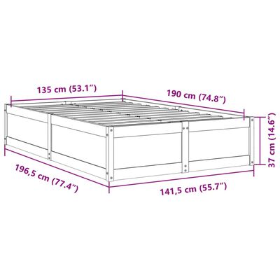 vidaXL tömör fenyőfa ágy matrac nélkül 135 x 190 cm