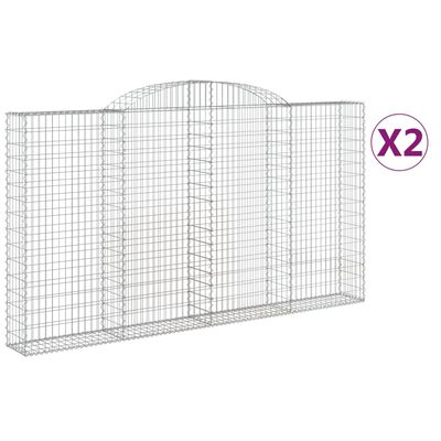 vidaXL 2 db íves horganyzott vas gabion kosár 300x30x160/180 cm