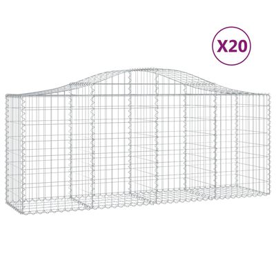 vidaXL 20 db íves horganyzott vas gabion kosár 200x50x80/100 cm