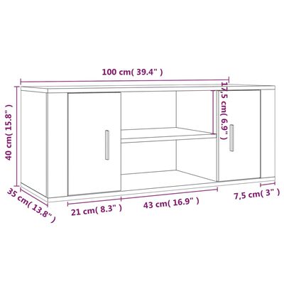 vidaXL szürke sonoma színű szerelt fa TV-szekrény 100 x 35 x 40 cm