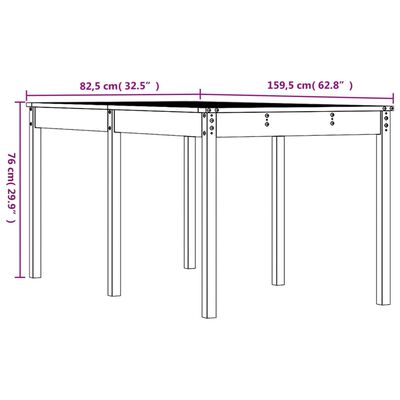 vidaXL tömör duglászfenyő kerti asztal 159,5 x 82,5 x 76 cm