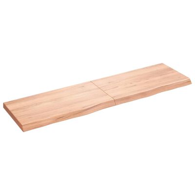 vidaXL világosbarna kezelt tömör tölgyfa fali polc 180 x 50 x (2-6) cm