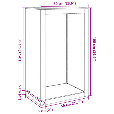 vidaXL fekete acél tűzifatároló 60 x 40 x 100 cm