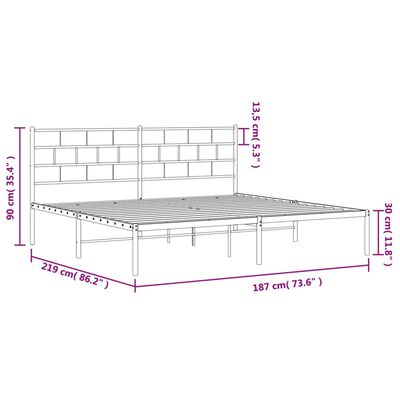 vidaXL fekete fém ágykeret fejtámlával 183 x 213 cm