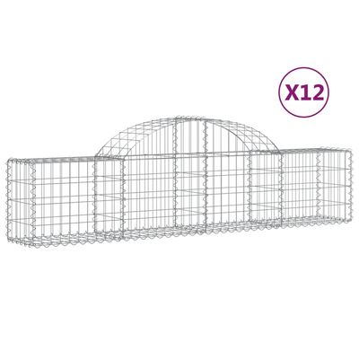 vidaXL 12 db íves horganyzott vas gabion kosár 200x30x40/60 cm