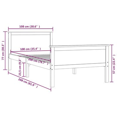 vidaXL mézbarna tömör fenyőfa ágykeret 100 x 200 cm