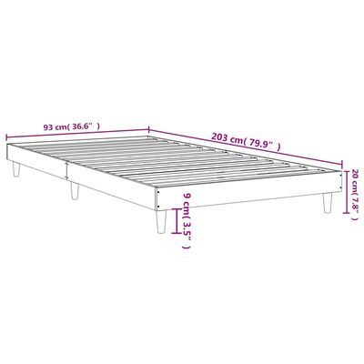 vidaXL sonoma tölgy színű szerelt fa ágykeret matrac nélkül 90x200 cm