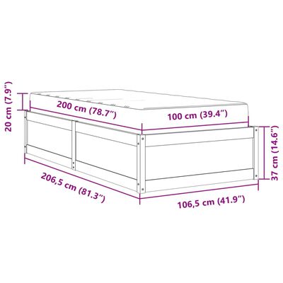 vidaXL tömör fenyőfa ágykeret matraccal l 100 x 200 cm