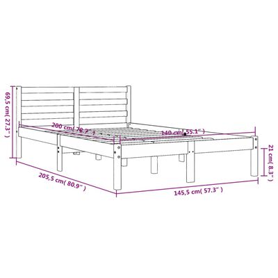 vidaXL viaszbarna tömör fenyőfa ágy matrac nélkül 140 x 200 cm