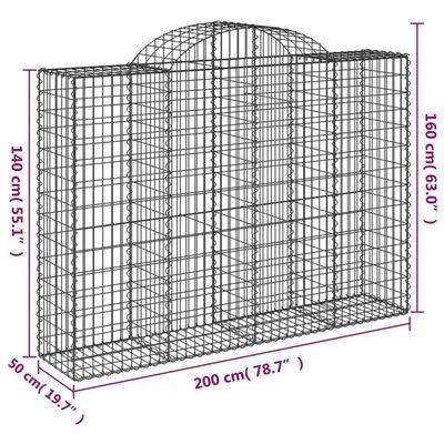 vidaXL 30 db íves horganyzott vas gabion kosár 200x50x140/160 cm