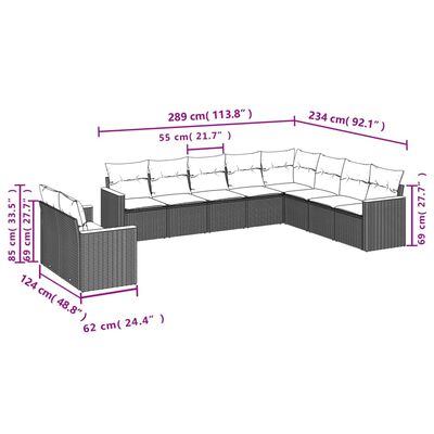 vidaXL 10 részes vegyes bézs polyrattan kerti ülőgarnitúra párnákkal